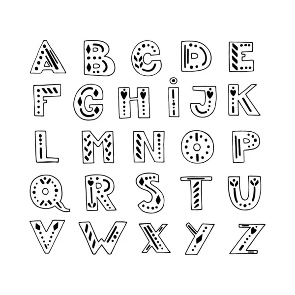 Lettres Vectorielles Uniques Alphabet Latin Isolées Sur Blanc Conception Police — Image vectorielle