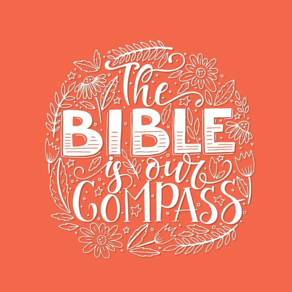 Vektorreligionen Schriftzug Die Bibel Ist Unser Kompass Modernen Schriftzug Shirt — Stockvektor
