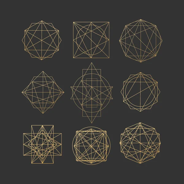 Conjunto Vectorial Elementos Diseño Geometría Sagrada Alquimia Religión Filosofía Espiritualidad — Vector de stock