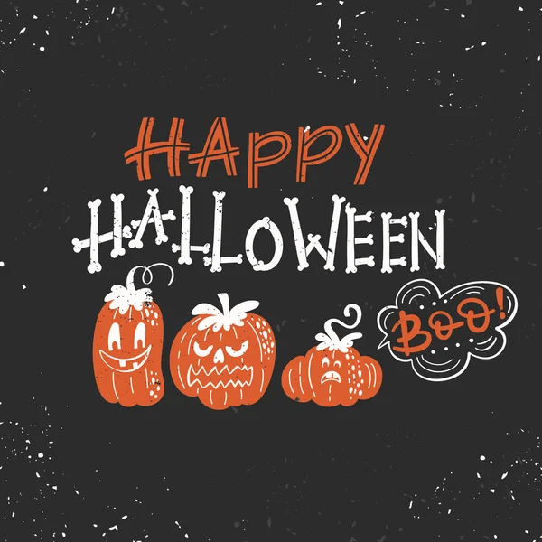 Tarjeta Felicitación Vector Halloween Volante Banner Plantillas Póster Calabazas Dibujadas — Vector de stock