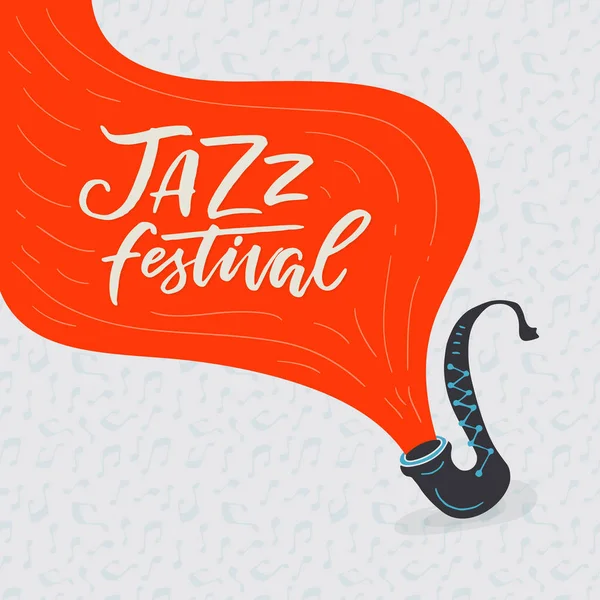 Modello Poster Del Festival Vector Jazz Con Sassofono Perfetto Eventi — Vettoriale Stock