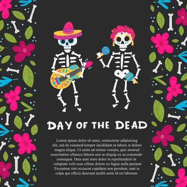 Διάνυσμα Dia Los Muertos Ημέρα Των Νεκρών Μεξικό Απόκριες Ευχετήρια — Διανυσματικό Αρχείο