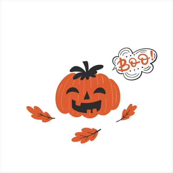 Vector Halloween Cartão Saudação Folheto Banner Modelos Cartaz Abóbora Desenhada — Vetor de Stock