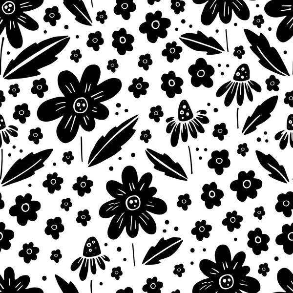 シームレス花柄 夏の背景 手描きの庭の花と表面の模様 パターンの塗りつぶし テクスチャのシームレス テクスチャを使用できます — ストックベクタ