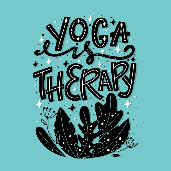 Affiche Typographique Vector Fitness Yoga Est Thérapie Illustration Motivante Inspirante — Image vectorielle