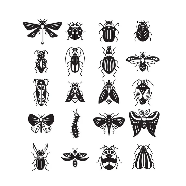Коллекция Векторной Линии Инсектицидов Багги Выполненных Современном Плоском Стиле — стоковый вектор