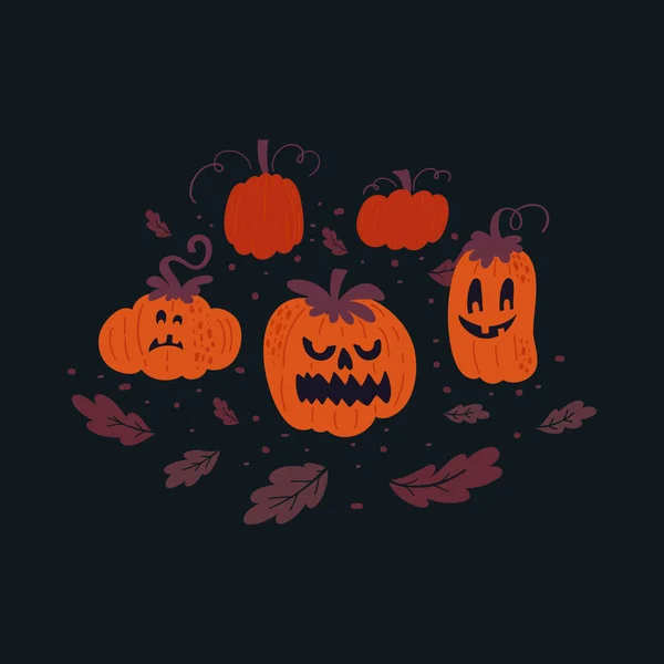 Carte Vœux Vectorielle Halloween Flyer Bannière Gabarits Affiches Citrouille Dessinée — Image vectorielle