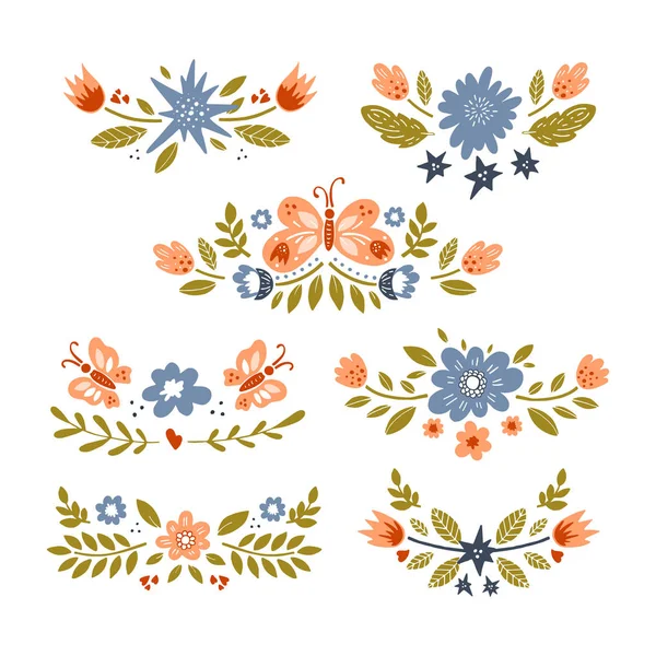 Patrón Fondo Vectorial Con Flores Mariposas Hojas Diseño Patrón Sin — Archivo Imágenes Vectoriales