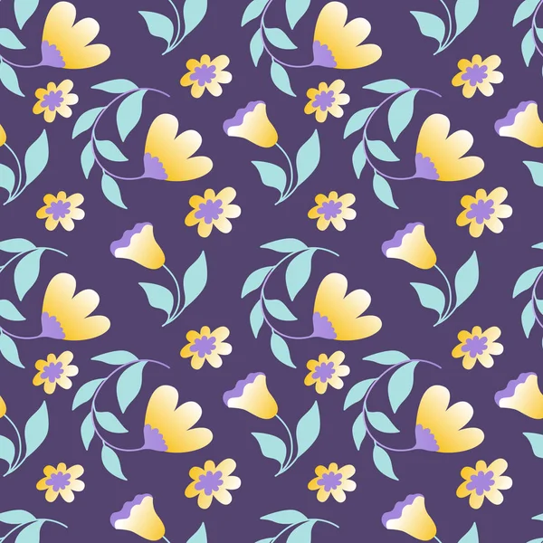 Reihe Von Nahtlosen Vektor Blumenmustern Frühling Sommer Hintergrund Handgezeichnetes Oberflächenmuster — Stockvektor