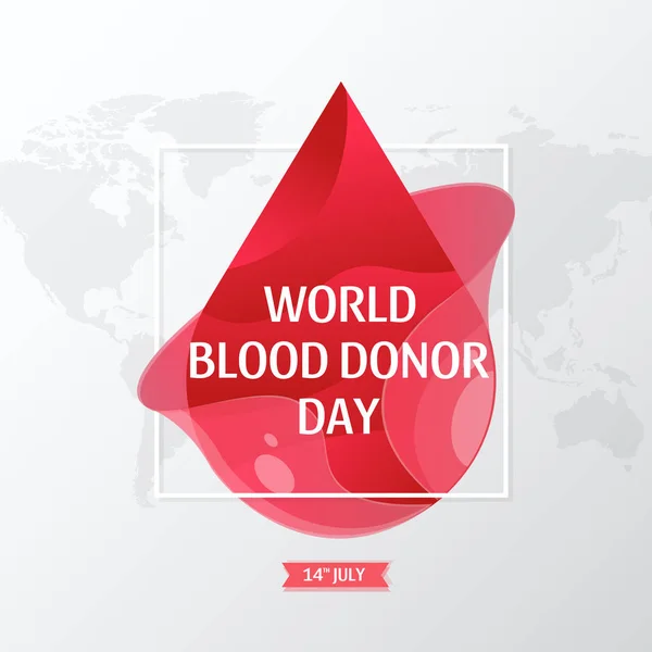 世界献血者デー 日のベクトルします 地図とポスター 血をドロップします 血の概念を寄付します 血友病の日イラスト — ストックベクタ