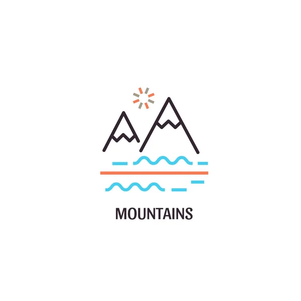 Symbole Icône Des Montagnes Vectorielles Logotype Style Ligne Isolé Sur — Image vectorielle