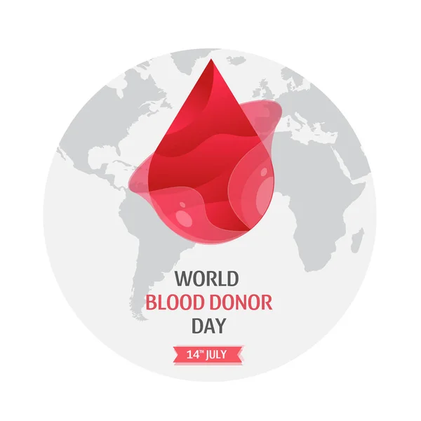 Векторний Всесвітній День Донора Крові Червня Плакат Картою Падіння Крові — стоковий вектор