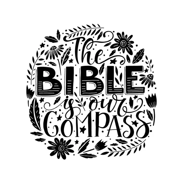 Vektor Religioner Bokstäver Bibeln Vår Kompass Moderna Bokstäver Shirt Hand — Stock vektor