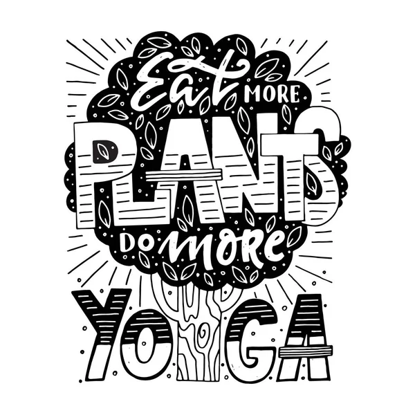 Affiche Typographique Vector Fitness Manger Plantes Font Yoga Illustration Motivante — Image vectorielle