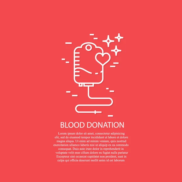 Vector World Blood Donor Day Concept Blood Donation Bag Trendy — Stock Vector