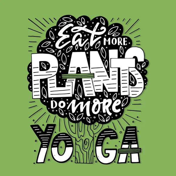Affiche Typographique Vector Fitness Manger Plantes Font Yoga Illustration Motivante — Image vectorielle