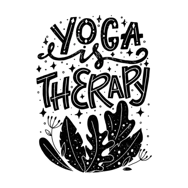 Affiche Typographique Vector Fitness Yoga Est Thérapie Illustration Motivante Inspirante — Image vectorielle