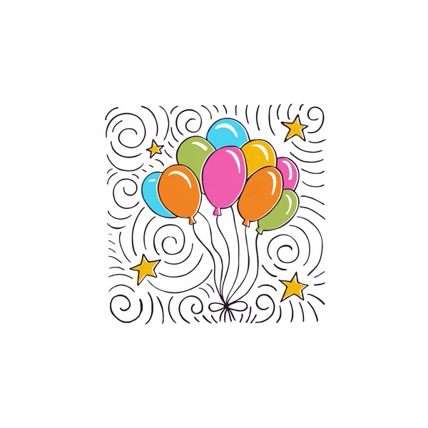 Feliz aniversário doodle ilustração vetorial no fundo branco — Vetor de Stock