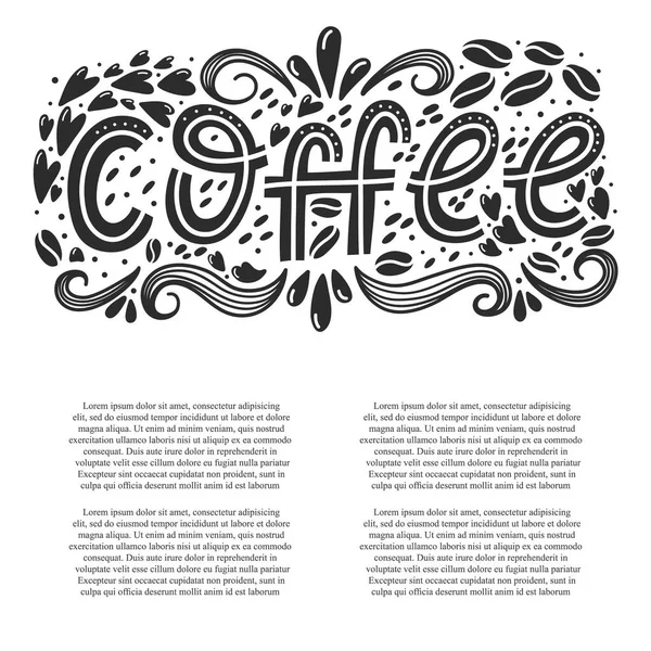 Lettrage Vectoriel Café Café Texte Lettres Dessinées Main Éléments Décoratifs — Image vectorielle