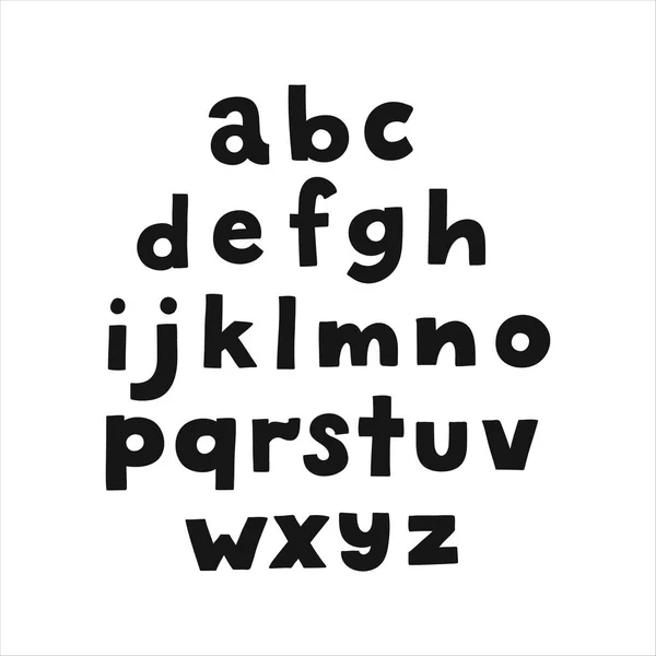 Alphabet Vectoriel Dessiné Main Pour Enfants Noir Lettres Drôles — Image vectorielle