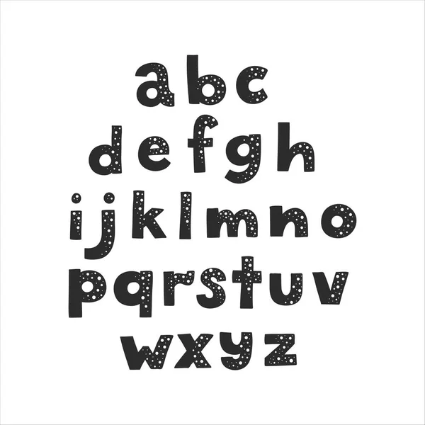 Alfabeto Vettoriale Disegnato Mano Bambini Oro Nero Lettere Stelle Lettere — Vettoriale Stock