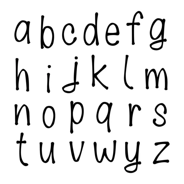 Vector Hand Getekend Lettertype Kleine Kast Geïsoleerd Witte Achtergrond — Stockvector
