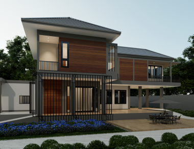 Tropikal evin 3 boyutlu dış görünümü.