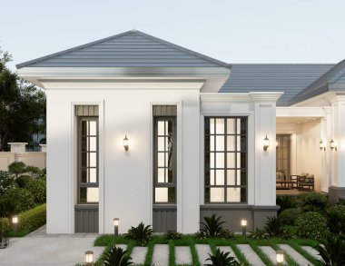 Bahçe düzenleme ile Lüks Modern Ev Dış Görünümü