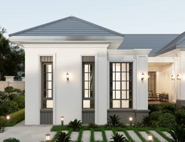 Bahçe düzenleme ile Lüks Modern Ev Dış Görünümü