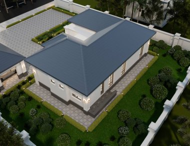 Bahçe düzenleme ile Lüks Modern Ev Dış Görünümü