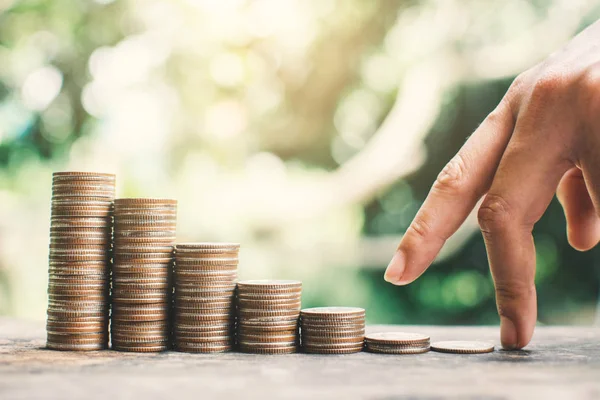 Female Hand Walking Money Financial Growth Concept — Stock Photo, Image