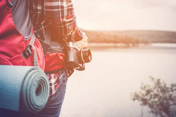 Happy Asian Vrouw Ontspannen Vakantie Reisconcept Selectieve Zachte Focus Toon — Stockfoto