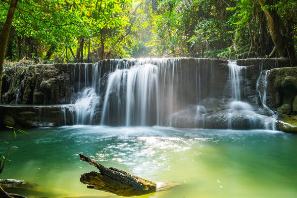 Waterfall deep forest scenic natural at huai mae khamin national park,kanchanaburi,thailand
