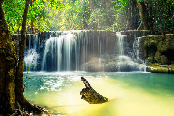 Waterfall deep forest scenic natural at huai mae khamin national park,kanchanaburi,thailand