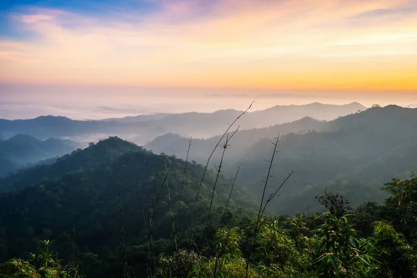 Montaña Suave Amanecer Escénico Mañana Thongphaphum Kanchanaburi Tailandia — Foto de Stock