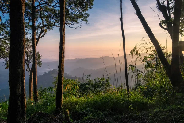 Bosque Escénico Amanecer Colina Parque Nacional Kanchanaburi Thongphaphum Tailandia — Foto de Stock