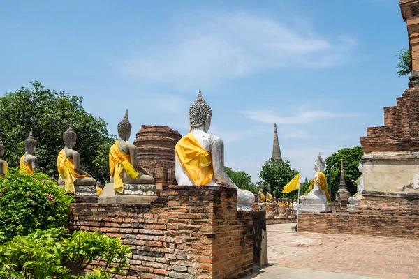 Ősi Templom Buddha Szobor Wat Yaichaimongkol Ayutthaya Thaiföld — Stock Fotó