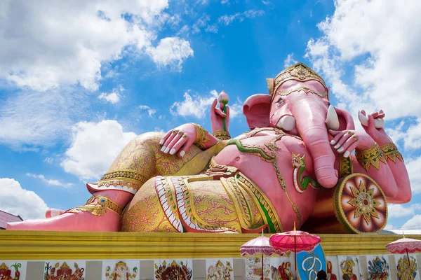 Señor Ganesh Gran Estatua Sueño Rosa Templo Wat Saman Chachoengsao — Foto de Stock