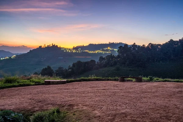 Güzel manzara dağ ışık günbatımı, mon cham, mon reçel ile