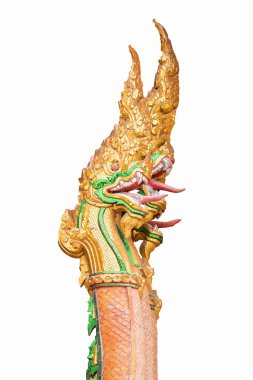 Beyaz arka plan üzerinde kafa altın naka heykeli