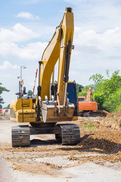 เคร องจ กรกลหน Backhoe ายบนพ — ภาพถ่ายสต็อก