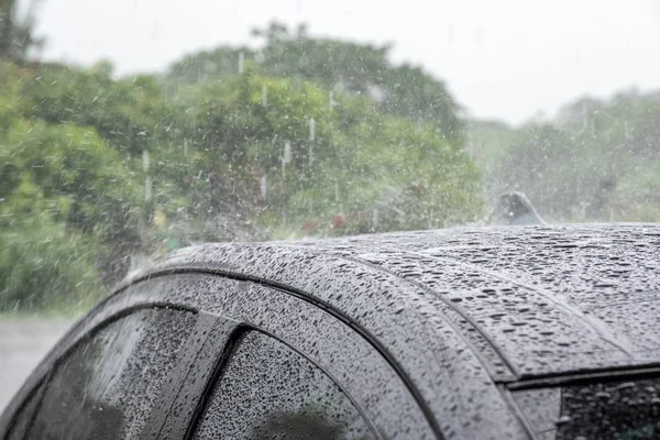 Raindrop Falling Gray Roof Car — Stock Photo, Image