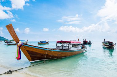 Grup uzun kuyruk tekne çapa sahil lipe Adası'nda ile deniz plaj
