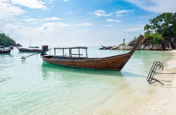 Mer Plage Groupe Longue Queue Bateau Ancre Côte Lipe Île — Photo