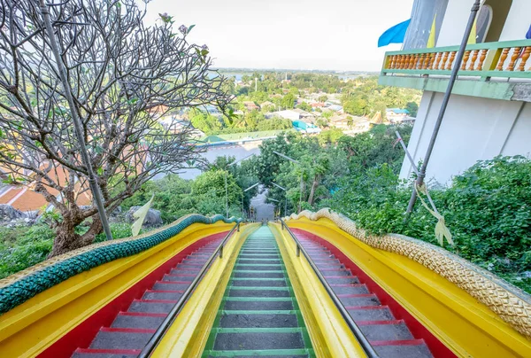 Stair down long distance colorful in wat tham sua,kanchanaburi