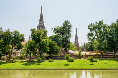 Wat yai chaimongkol Tapınak, ayutthaya, Tayland Park Stupa ve Buda heykeli