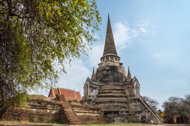 Tapınak antik beyaz pagoda yer ibadet ünlü ayutthaya, Tayland