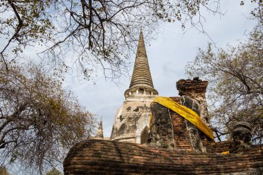 Tapınak antik beyaz pagoda yer ibadet ünlü ayutthaya, Tayland