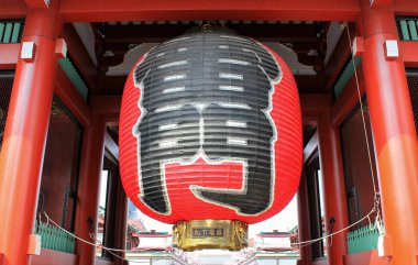Büyük kırmızı kağıt fener, kapı asakusa, senso-ji Tapınağı için Japonya