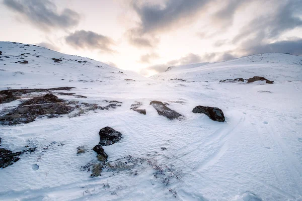 Снежный Пейзаж Солнечным Светом Долине Пике — стоковое фото